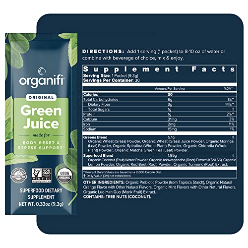 Organifi: GO Packs - Green Juice - Organic Superfood Supplement Powder - 30 Count Organifi uk supplements