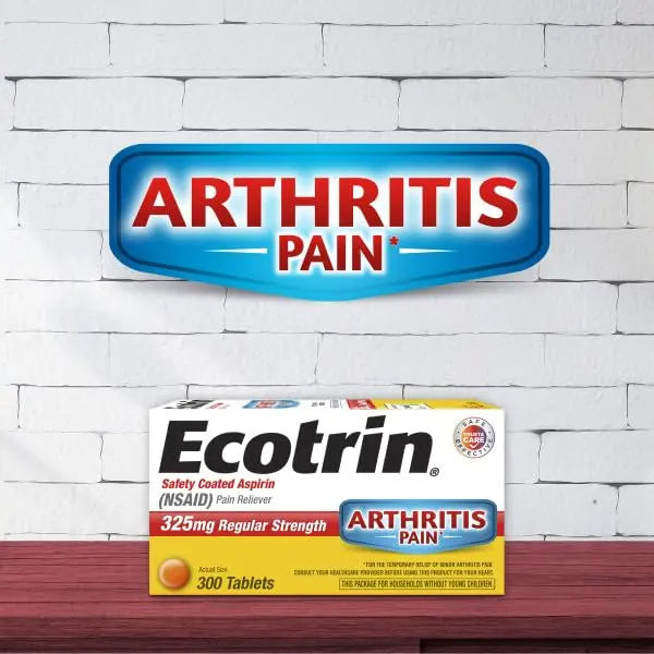 Ecotrin Regular Strength Safety Coated Aspirin | Arthritis Pain | 300 Tablets (2 Pack) Ecotrin uk supplements