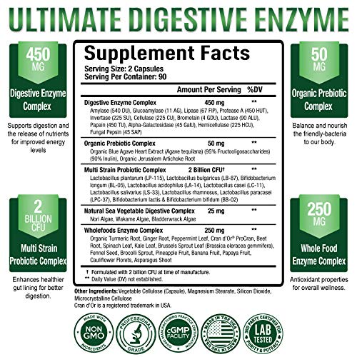 Purely Optimal Premium Digestive Enzymes Plus Prebiotics & Probiotics - for Better Digestio Purely Optimal uk supplements
