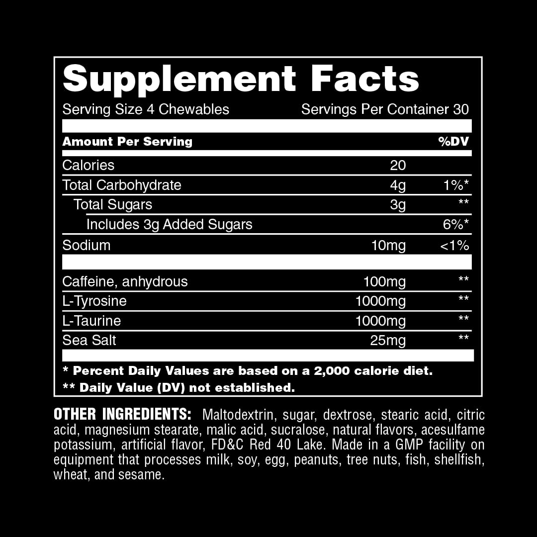 Animal Energy Chews, Fast Acting Energy with Caffeine, Nootropics and Sea Salt Animal uk supplements