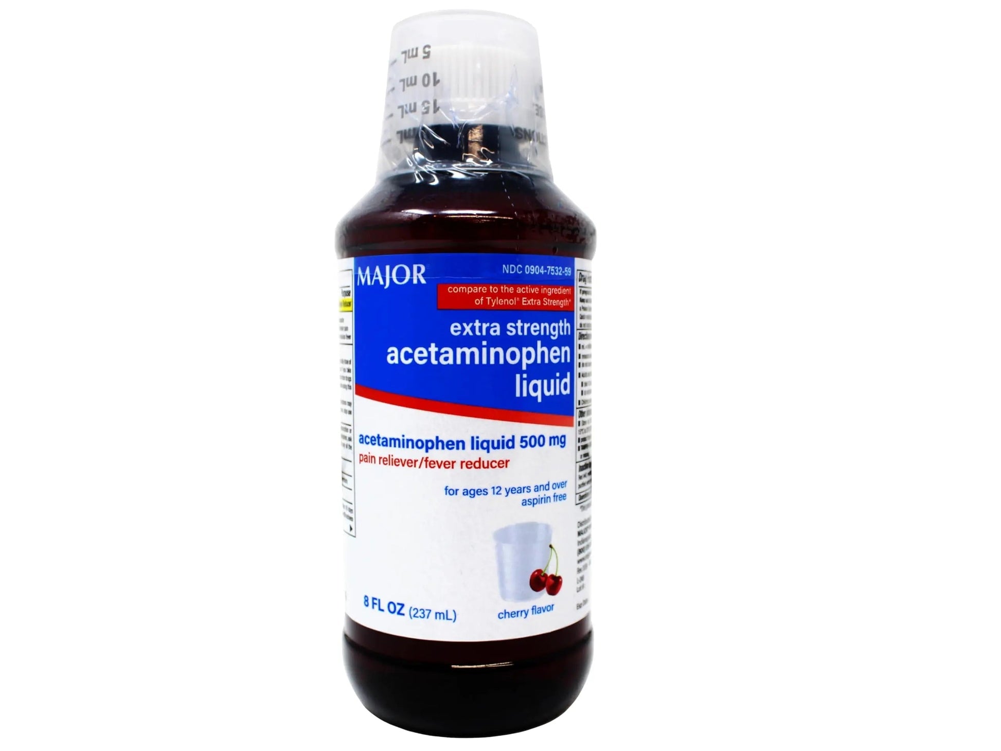 MAJOR Adult Extra Strength Liquid Acetaminophen - 500 mg Acetaminophen/15 mL Dose - Pain Reliever and Fever Reducer - Cherry Flavor - 8 Fl Oz MAJOR uk supplements