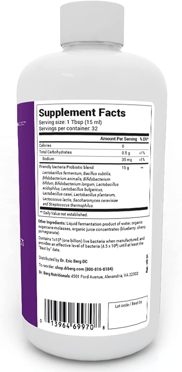Dr. Berg's Friendly Probiotic Liquid Supplement Drink Mix w/ 12 Live Probiotics Strains Dr. Berg Nutritionals uk supplements