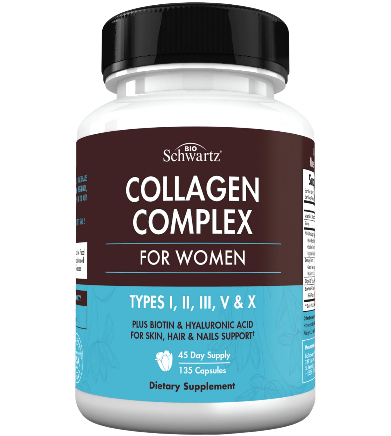 Multi Collagen Pills for Women (Types I II III V X) with Vitamin C Hyaluronic Acid Biotin BioSchwartz uk supplements