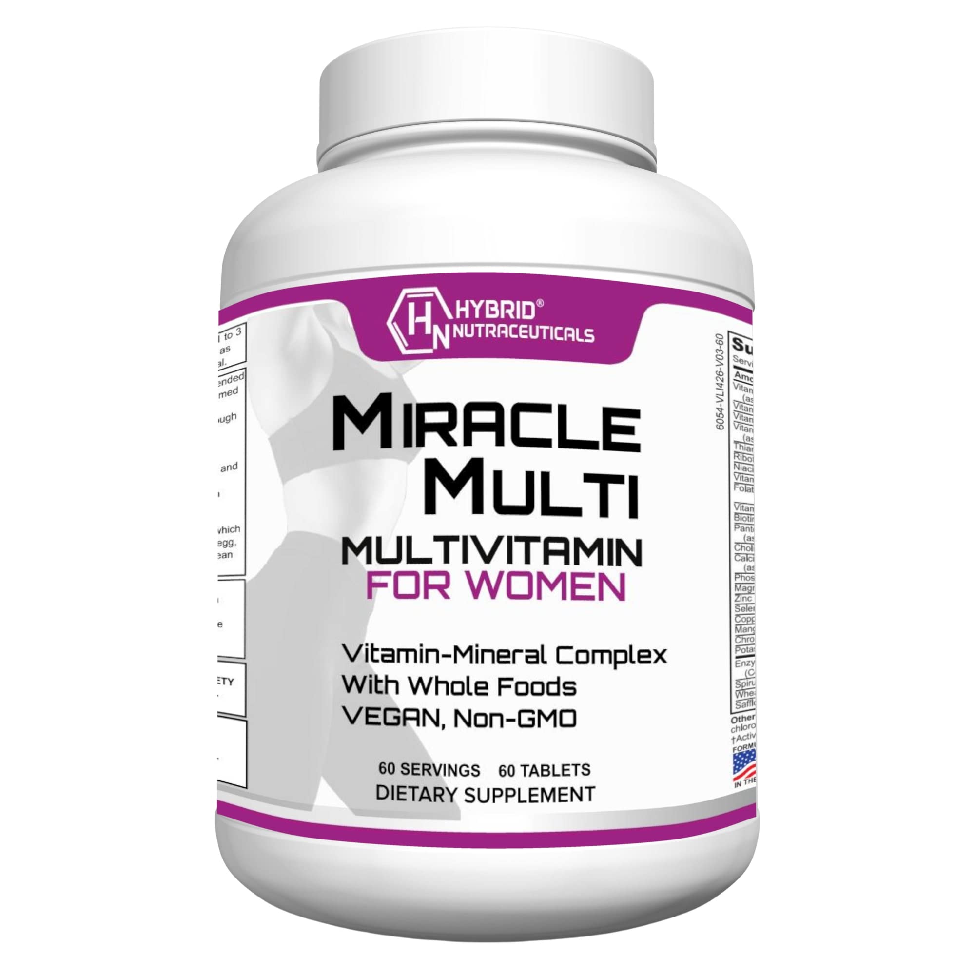 Hybrid Nutraceuticals MiracleMulti Women Multivitamin with Probiotics, Biotin, Folic Acid, Enzymes + Fruit & Vegetable Blend - Immune Support, Heart Health, Energy: 60 Servings (Non-GMO) Hybrid Nutraceuticals uk supplements