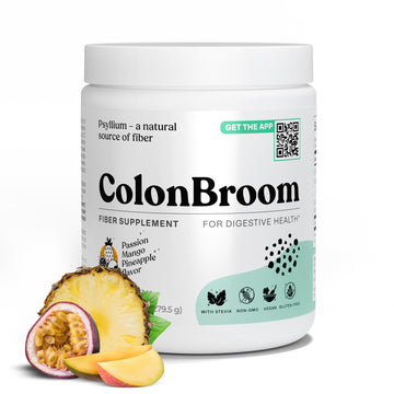 ColonBroom Psyllium Husk Powder with Stevia (Tropical Fruits) - Colon Cleanse for Bloating Relief & Gut Health - Colon Broom Fiber Powder Drink - Vegan Fiber Powder Stevia Supplement, 50 Servings ColonBroom uk supplements