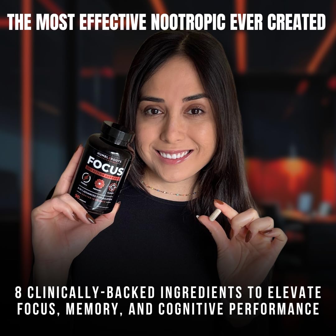 FOCUS + THINK Nootropic Brain Supplement Bundle - Energy, Memory & Focus Support - Caffeine + Caffeine-Free Cognitive Stack with Lion's Mane, Bacopa, Citicoline & L-Theanine - 2 Bottles (90 + 90 Capsu HUMBLEROOTS PERFORMANCE uk supplements