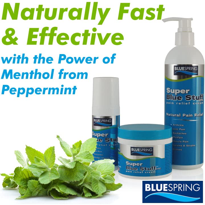 Super Blue Stuff OTC 12-oz. Pump Bottle - Natural, Made in USA, Paraben-free, Works in As Little As 5 Minutes for Joint/Muscle Pain, Backaches, Sprains/Strains, Bruises & Arthritis by Blue Spring Blue Spring uk supplements