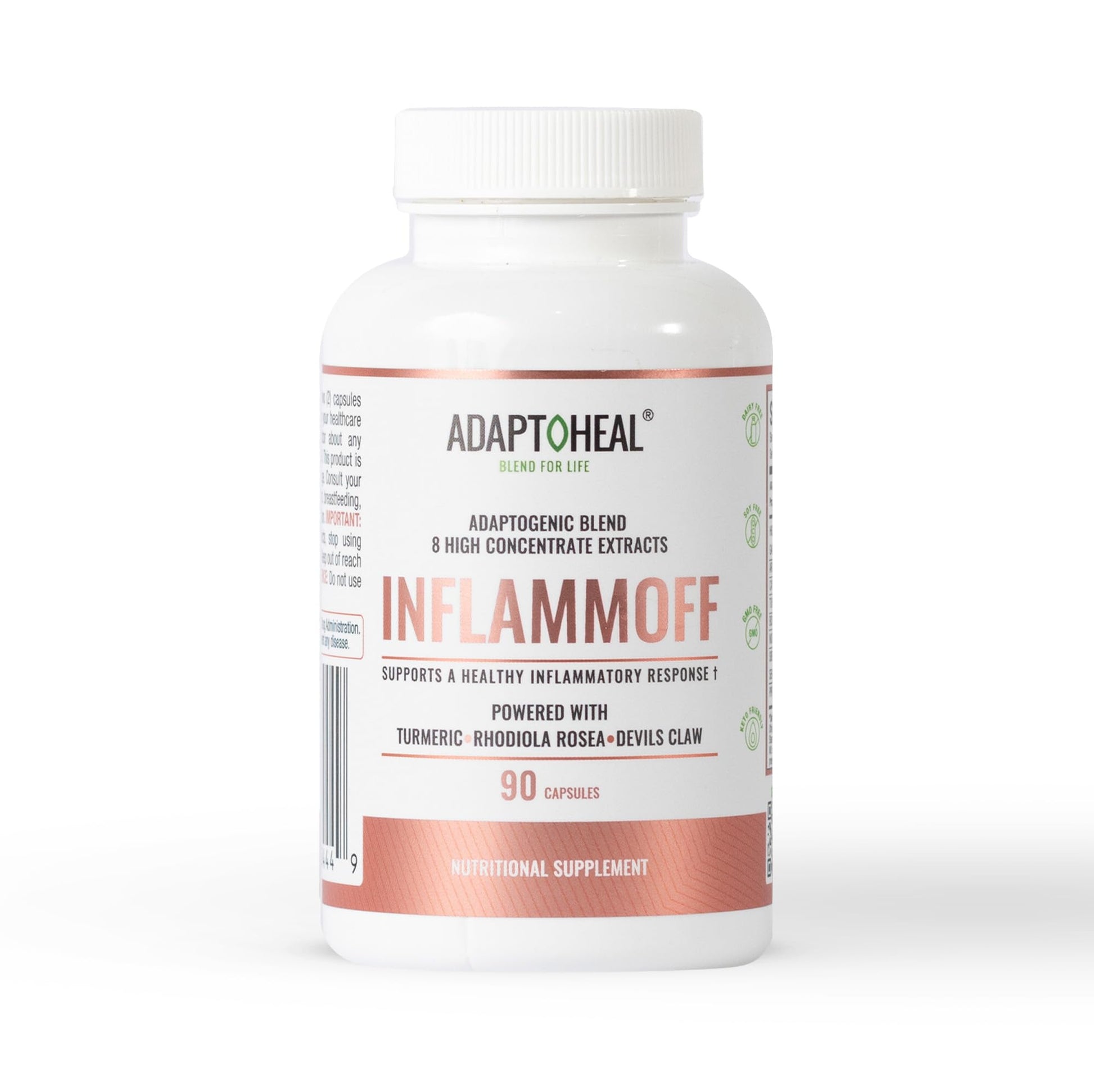 ADAPTOHEAL Inflammoff - Adaptogenic Supplement Designed to Support Joint, Muscle and Tissue Inflammation Naturally, 8 Highly Concentrated extracts with Turmeric and Rhodiola rosea (90 Capsules) ADAPTOHEAL uk supplements