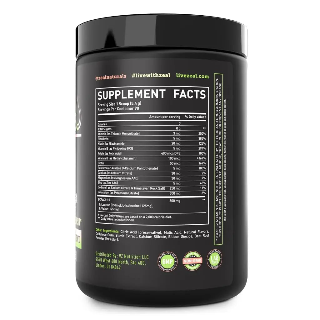 Zeal Electrolyte Powder - 90 Servings | Keto Electrolytes Powder | Zero Sugar, BCAAs, B-Vitamins | Potassium, Zinc, Magnesium Zeal Naturals uk supplements