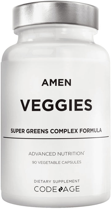 Amen Veggies, Daily Veggies Vitamins Supplement, Vegetables Vegan Blend & Whole-Food Raw Greens Multivitamin Capsules, Mushroom Complex, Superfood, Minerals, Green Vegetable Nutrients, Non-GMO, 90 ct Amen uk supplements