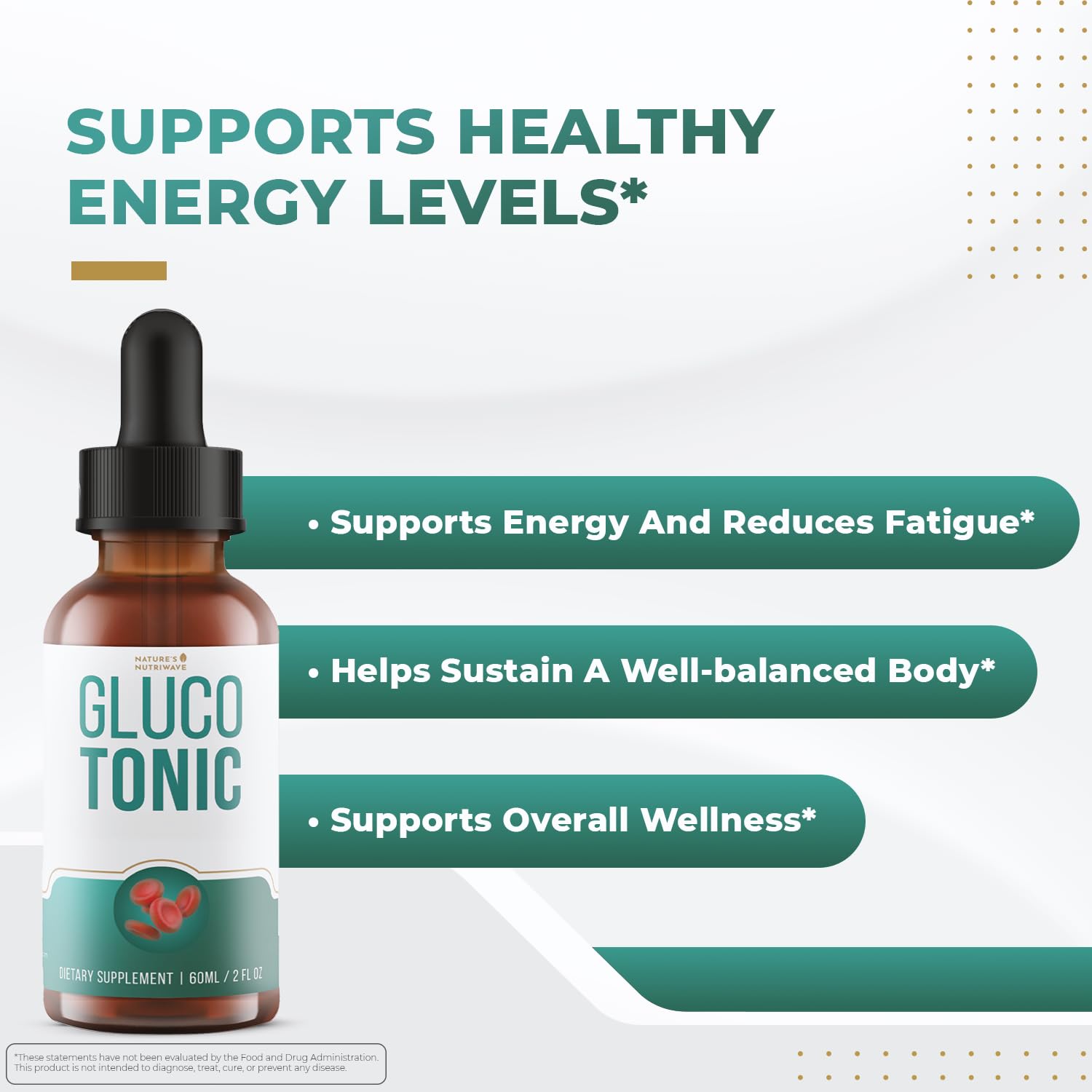 Nature’s NutriWave GlucoTonic – Liquid Formula with Chromium & Herbal Extracts – Natural Flavor – Non-GMO – 60ml, 2FL OZ, 60 Servings, 1 Month Supply Nature’s NutriWave uk supplements
