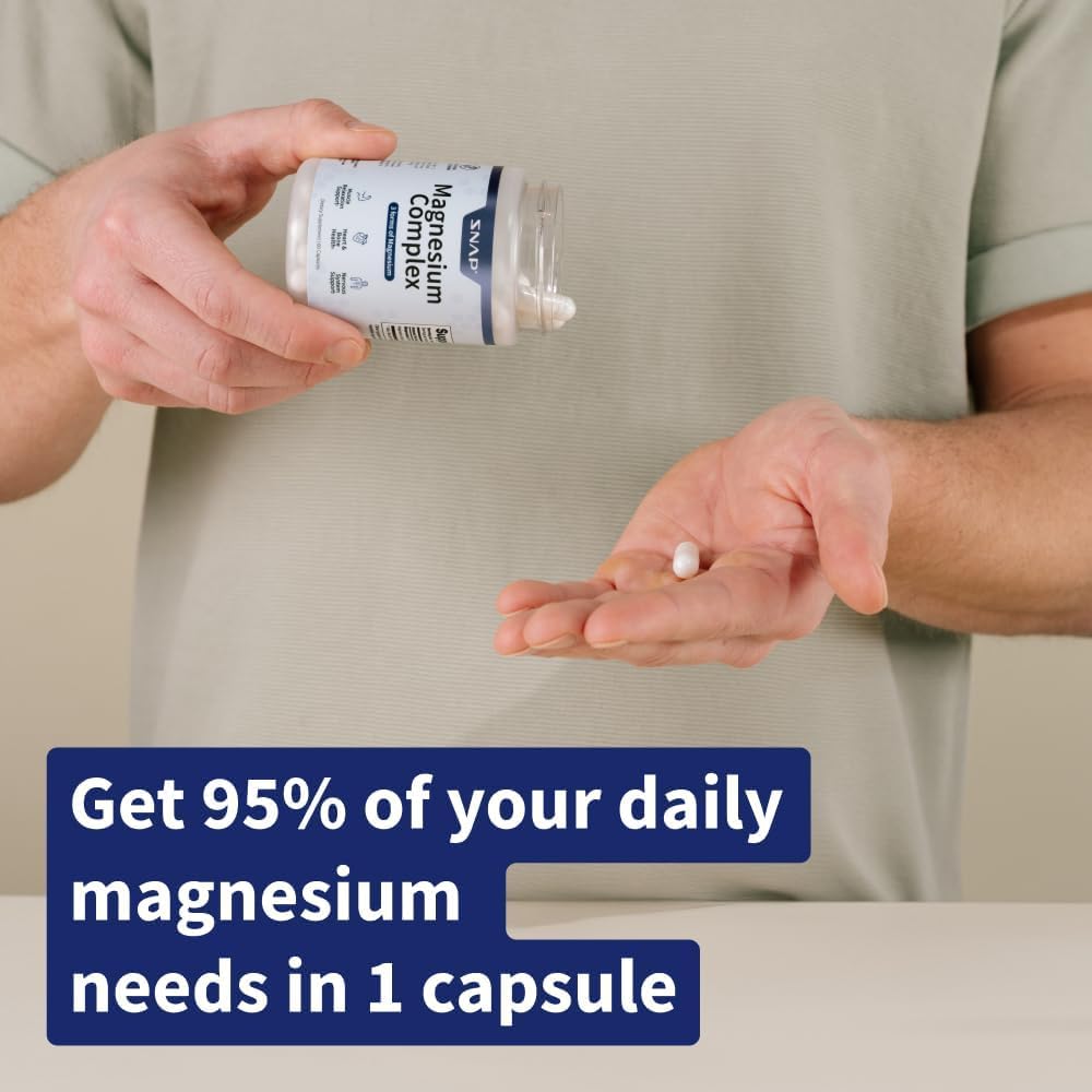 Snap Triple Magnesium Complex for Women & Men for Sleep & Muscle Support – 400mg, 3-in-1 Magnesium Supplement – Bisglycinate, Citrate & Oxide – Chelated for High-Absorption, 60 Vegetarian Capsules Snap Supplements uk supplements