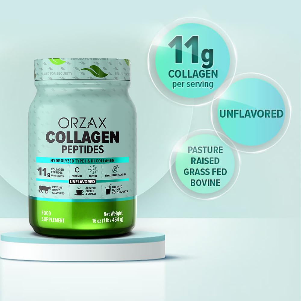 ORZAX Collagen Peptides Powder Unflavored - Hair, Skin and Nails Vitamins - Bone ORZAX uk supplements