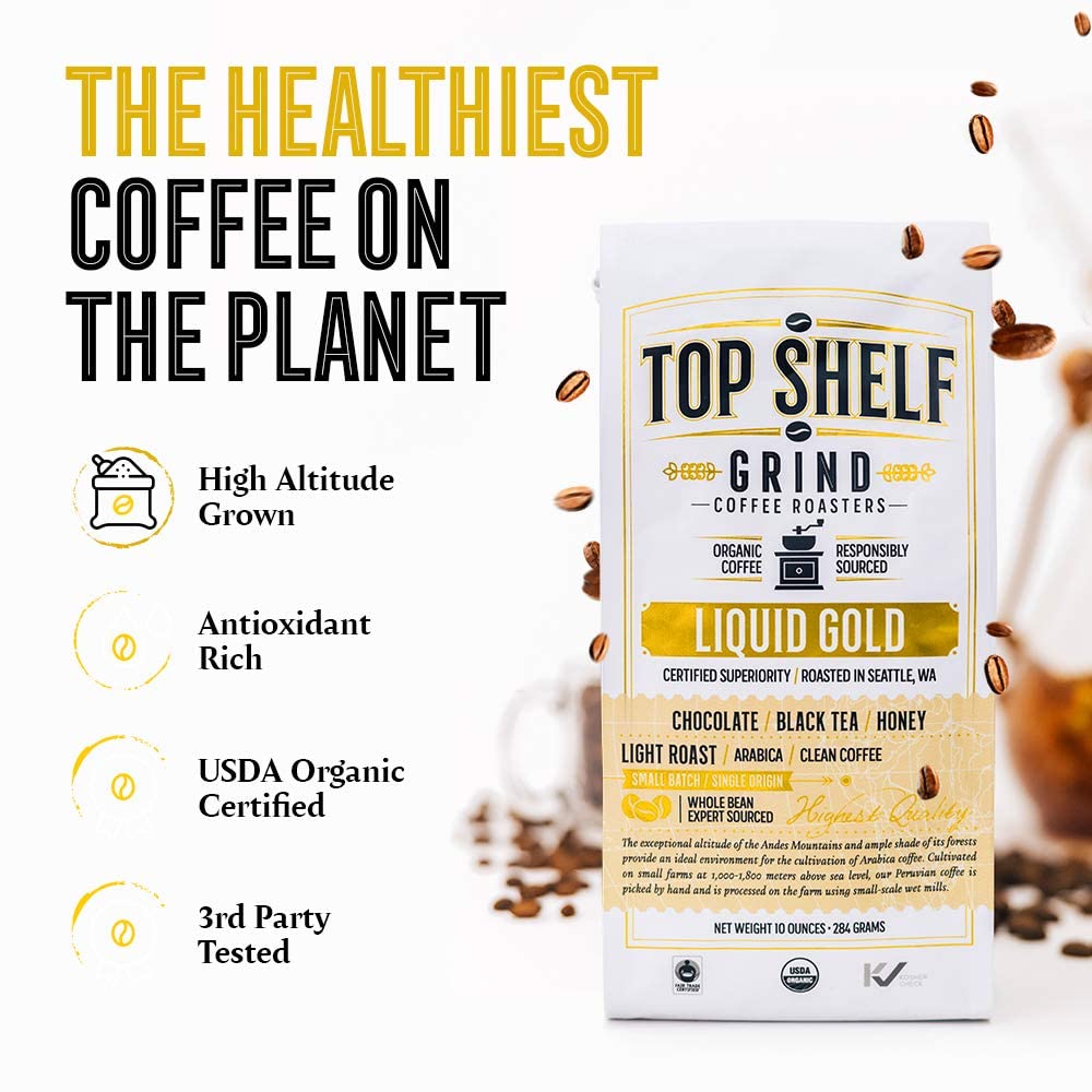 Organic Light Roast Whole Bean Coffee, The Best Espresso Beans from Peru Join Top Shelf Grind uk supplements