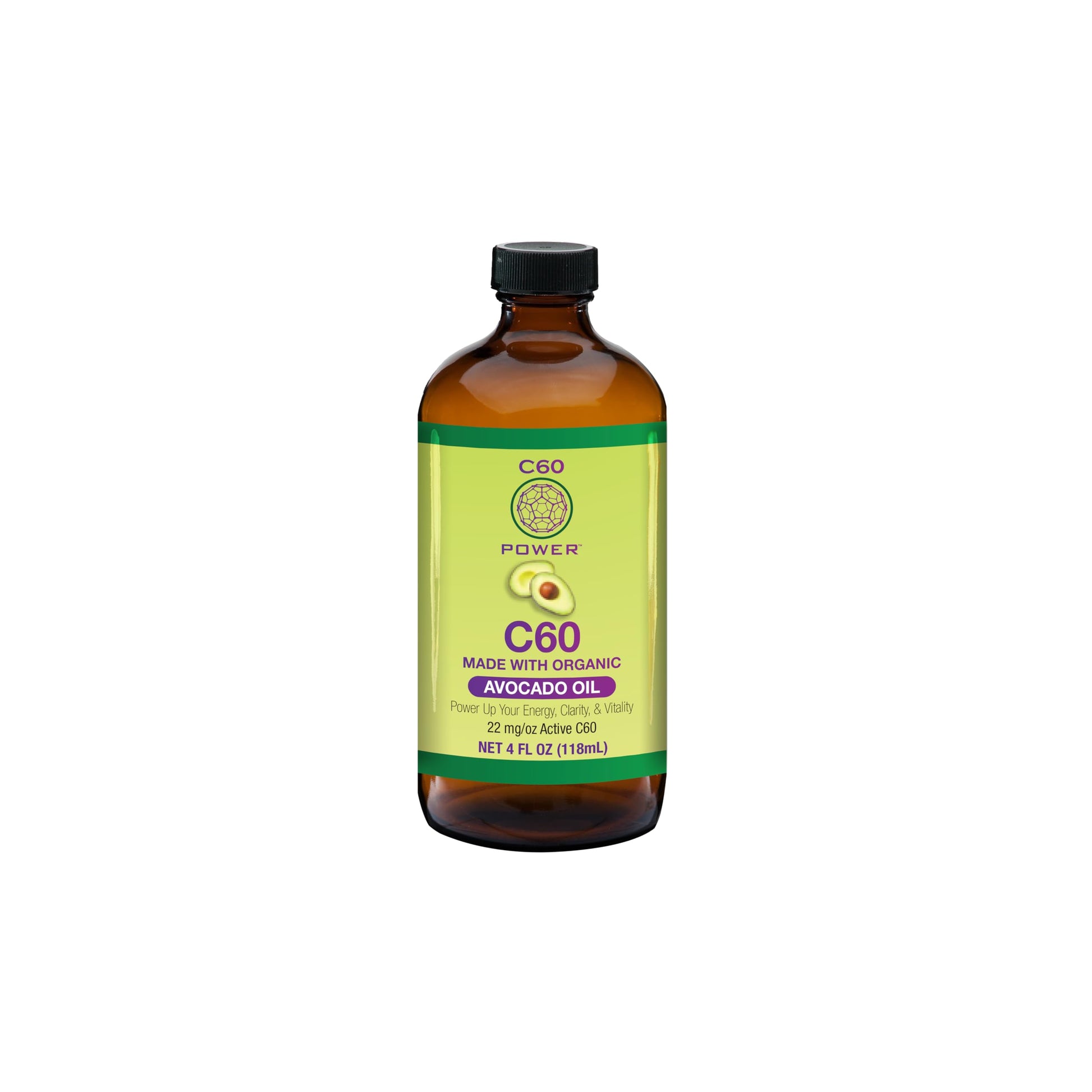 C60 Power C60 in Organic Avocado Oil - Natural Wellness & Antioxidant Support for Men & Women, 99.99% Pure Carbon Fullerenes, Promotes Energy, Mental Clarity, & Stamina - 4 fl oz Bottle C60 Purple Power uk supplements