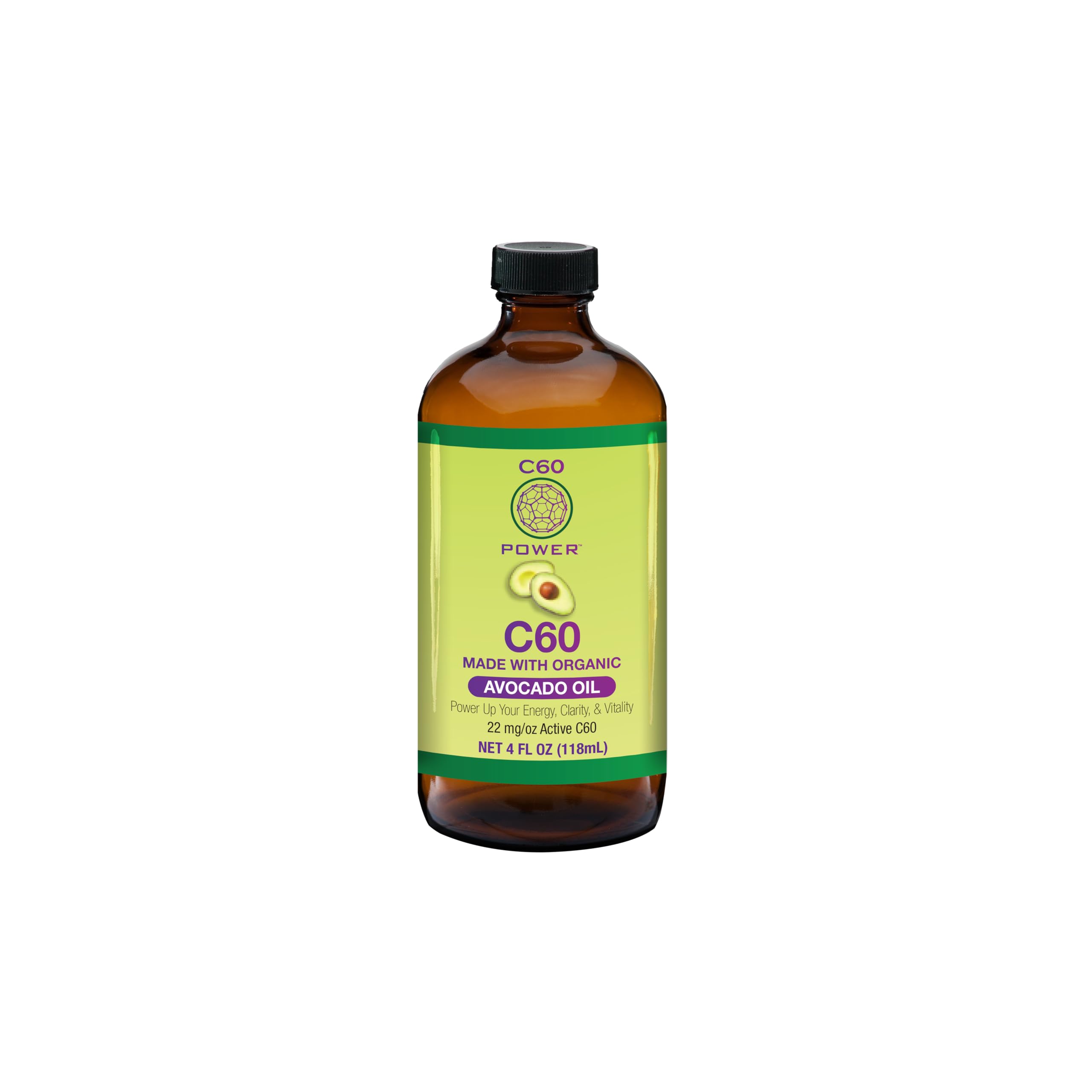 C60 Power C60 in Organic Avocado Oil - Natural Wellness & Antioxidant Support for Men & Women, 99.99% Pure Carbon Fullerenes, Promotes Energy, Mental Clarity, & Stamina - 4 fl oz Bottle C60 Purple Power uk supplements