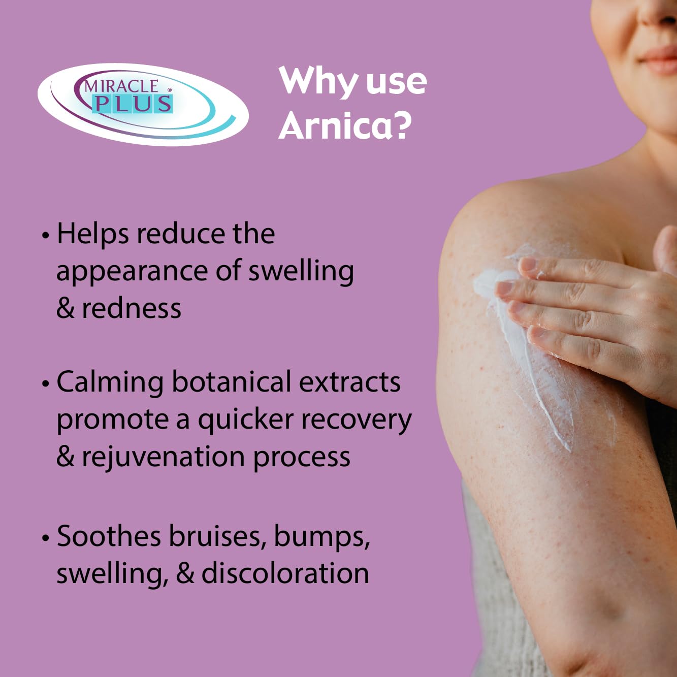 Miracle Plus Arnica Cream Extra Strength Bruise Relief Lotion For Bruising And Swelling On Skin | Arnica Gel, Vitamin K Cream, Skin Care | Moisturizing Bruise Formula With Horse Chestnut, 2-Pack Miracle Plus uk supplements