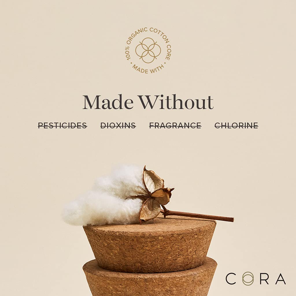 Cora Organic Applicator Tampons | Light Absorbency | 100% Cotton Core, Unscented, BPA-Free Compact Cora uk supplements