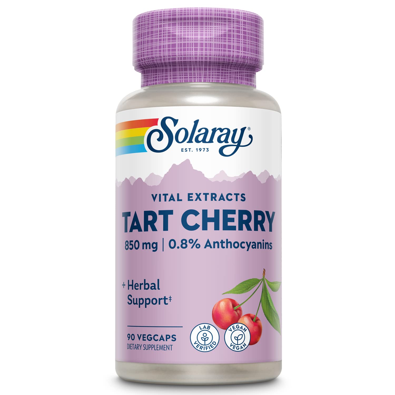 Solaray Tart Cherry Fruit Extract 850 mg - Tart Cherry Supplement with Antioxidants, Fruit Juice Extract with Flavonoids - 90 VegCaps SOLARAY uk supplements