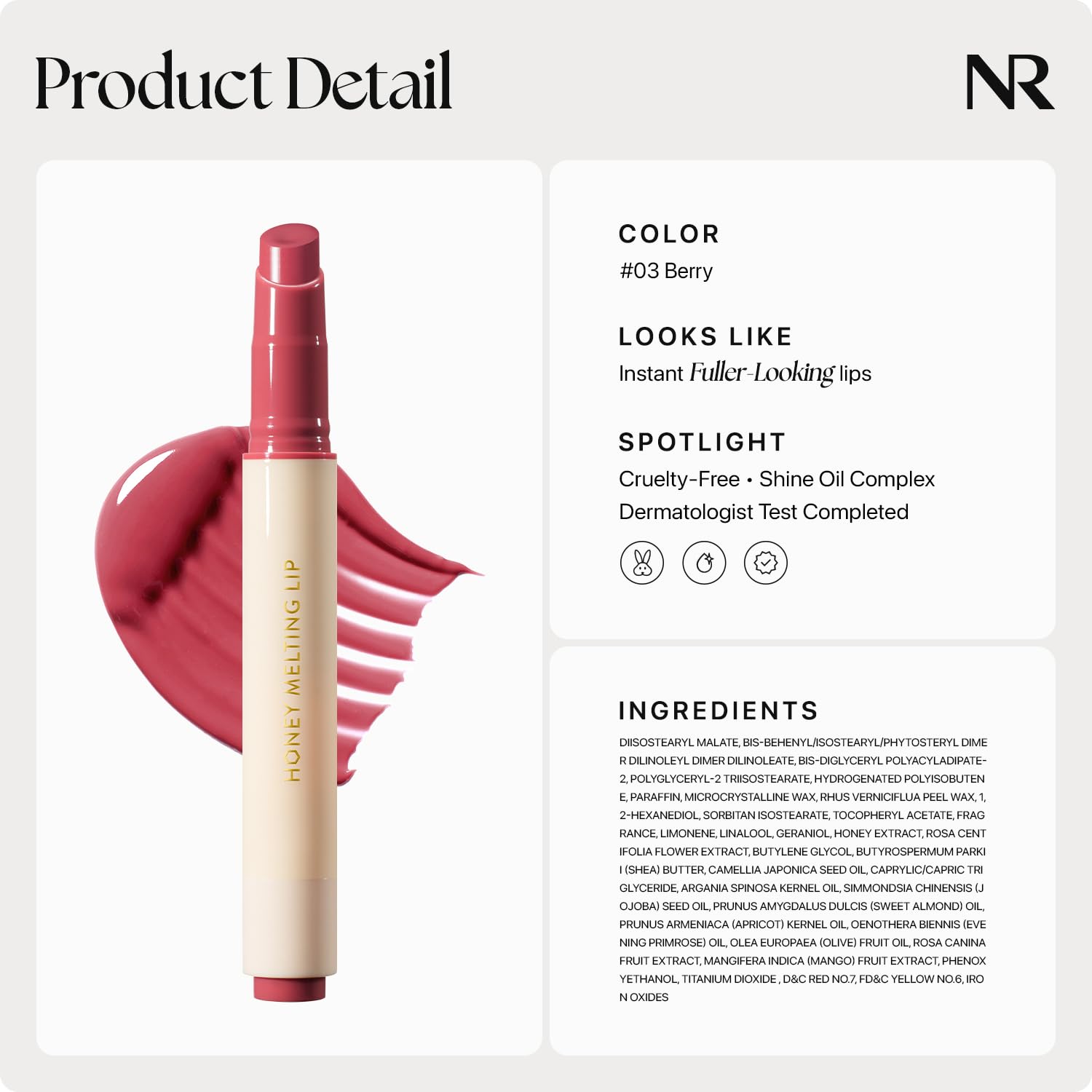 Nature Republic HONEY MELTING LIP (03 BERRY) SOFT LIP STICK, Hydrating Gloss, Moisturizing balms, Sheer tint, Shine & Glowy Finish, korean make up Nature Republic uk supplements