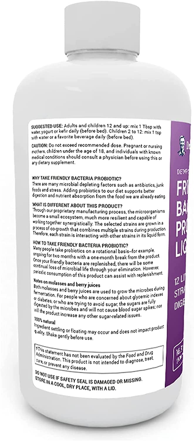 Dr. Berg's Friendly Probiotic Liquid Supplement Drink Mix w/ 12 Live Probiotics Strains Dr. Berg Nutritionals uk supplements