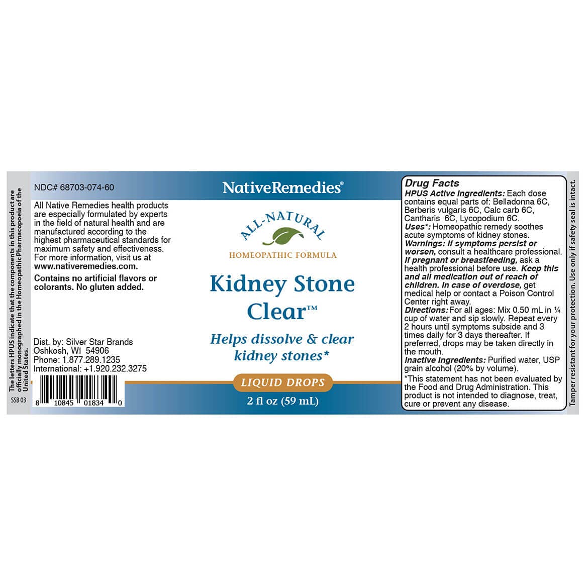 Native Remedies Kidney Stone Clear - Natural Homeopathic Formula Temporarily Helps Dissolve and Clear Kidney Stones - Relieves Pain, Nausea and Vomiting - 59 mL Native Remedies uk supplements