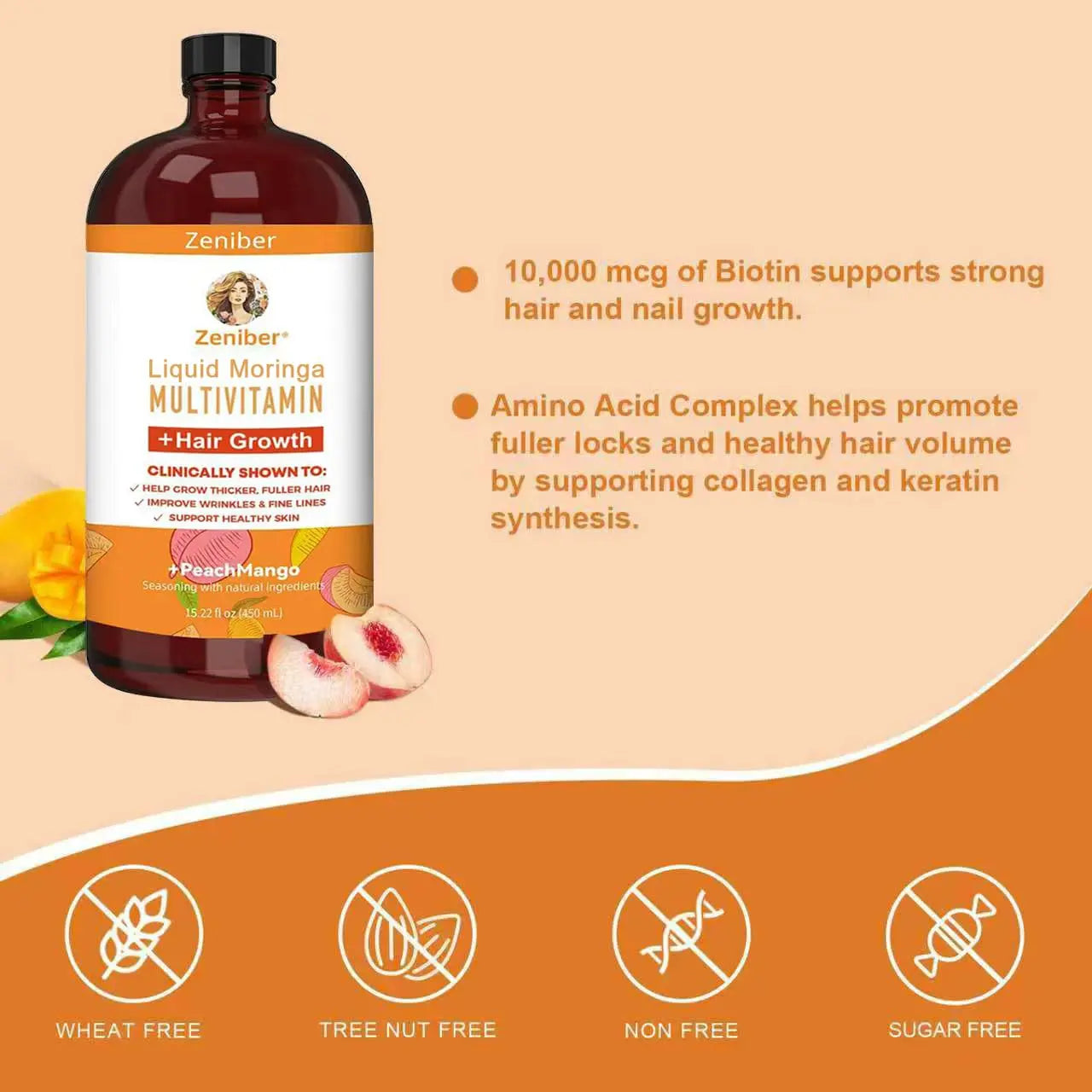 Zeniber MaayRuth Multivitamins Hair Growth&Liquid Multivitamins for Women, Biotin 10000mcg Liquid Multivitamin Hair Growth Supplement, 15.22 OZ Zeniber uk supplements
