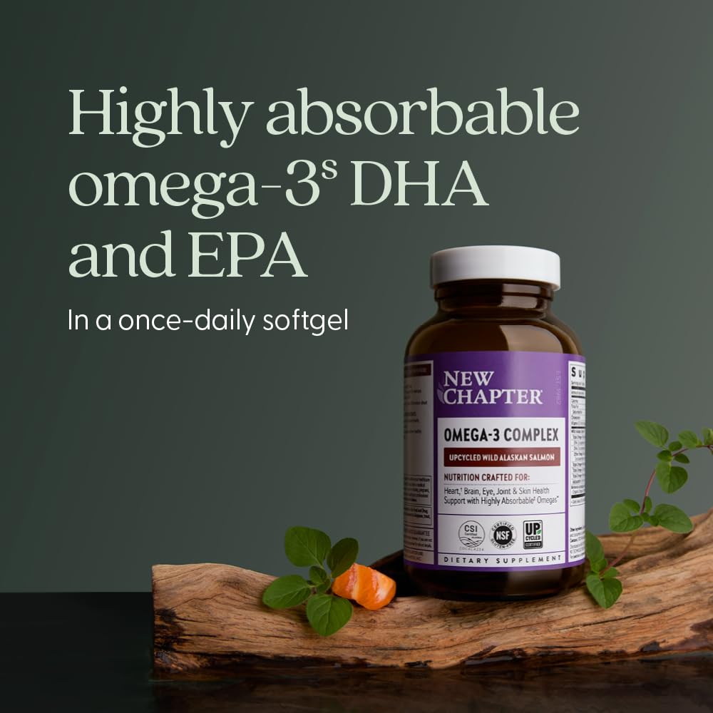 New Chapter Omega-3 Complex, 1000mg Softgels, Fish Oil Supplement Wild Alaskan Salmon for Heart, Brain, Eye, Joint & Skin Health Support - 30 Count New Chapter uk supplements