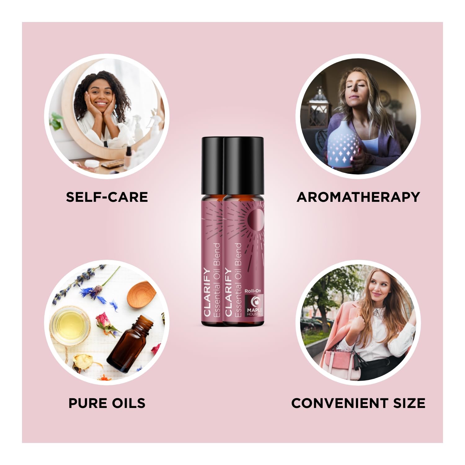 Headache Essential Oil Roll On - Clarify Essential Oil Blend Headache Roll On with Aromatherapy Oils Maple Holistics uk supplements