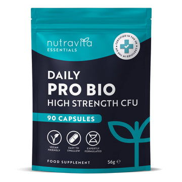 Probiotics for Gut Health - 90 Vegan Capsules (Not Tablets) for Bloating Relief Nutravita uk supplements