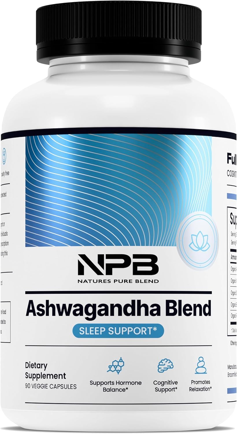 Nature's Pure Blend Ashwagandha Supplements – Organic Ashwagandha Root & Extract for Women and Men – Stress Relief, Sleep, and Mood Support – Athletic Performance & Focus Support – 60 Vegan Capsules Nature's Pure Blend uk supplements