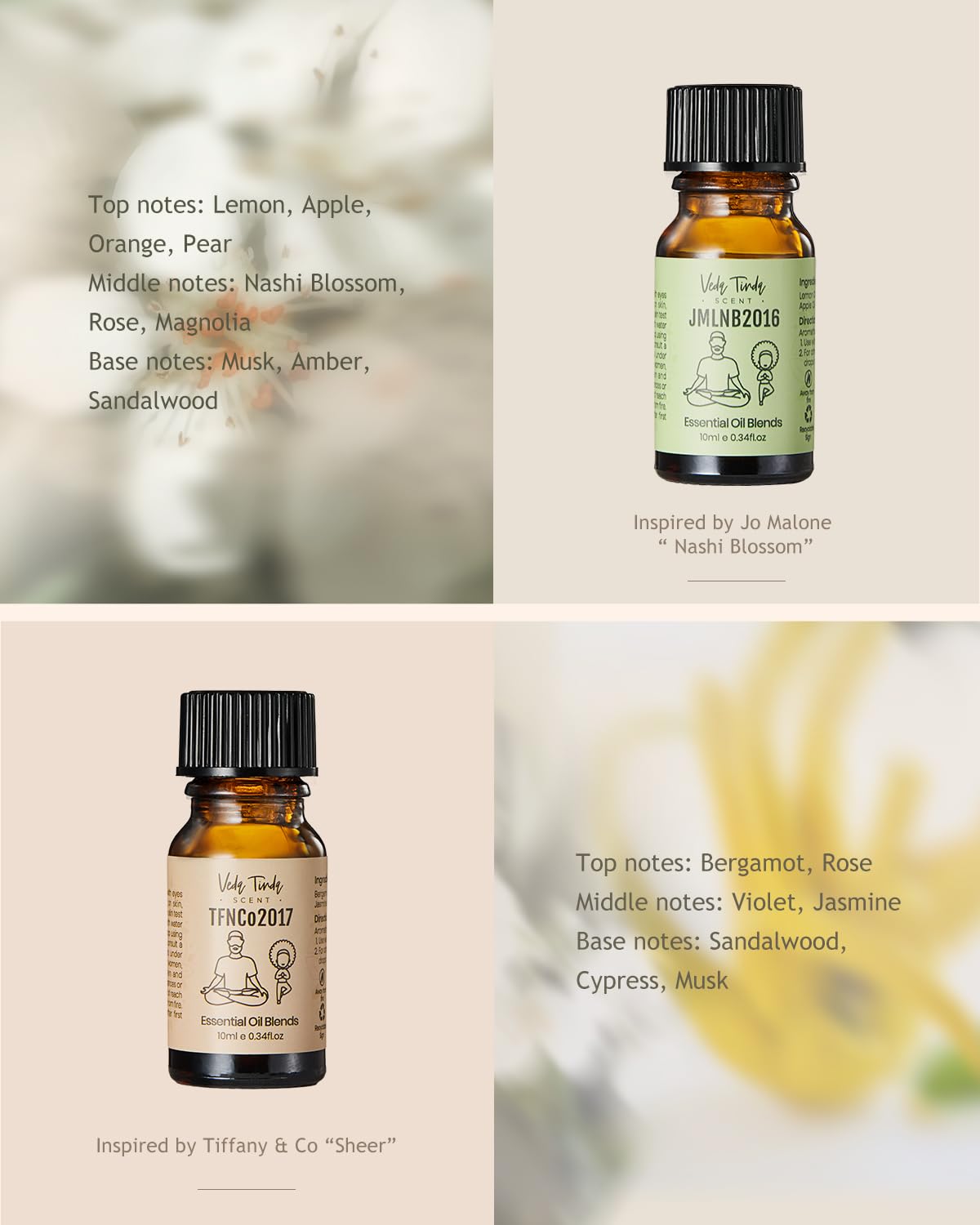 VTS Waterless Diffuser with Classic Perfume Scent Essential Oils Set, Perfume Collection VEDA TINDA SCENT uk supplements