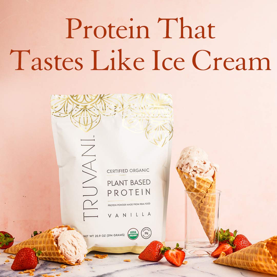 Truvani Organic Vegan Protein Powder, Organic Pea Protein Powder, Vegan, Non GMO Truvani uk supplements