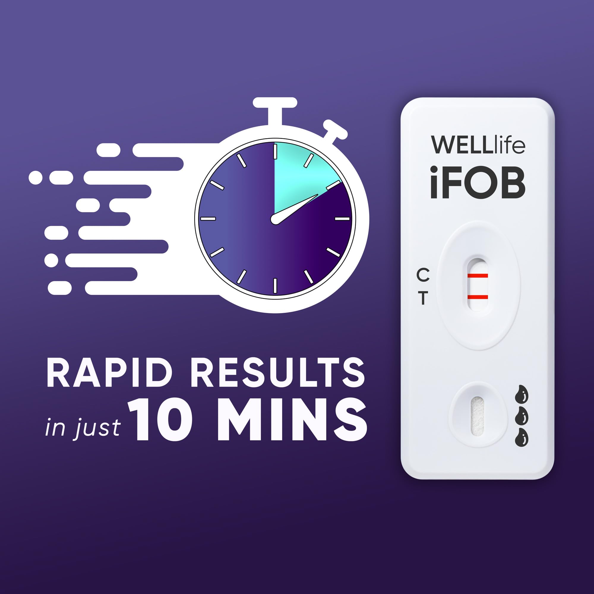 WELLlife iFOB Immunochemical Fecal Occult Blood Test, Colon Screening Test Kit Stool Test at Home Easy to Use, 1 Test Detect Hidden Blood in 10 Minutes FOB Test for Home WELL LIFE uk supplements