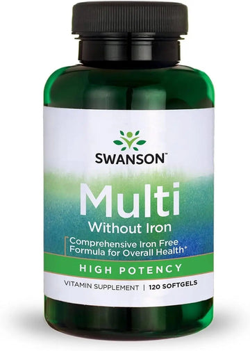 Swanson Multi Without Iron Multivitamin Health Supplement Iron-Free Formula 120 Softgels Sgels Swanson uk supplements