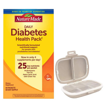 Nature Made Daily Diabetes Health Pack, Dietary Supplement for Nutritional Support, 60 Packets Bundle with a Pill oragnizer (2 Items) Nature Made uk supplements