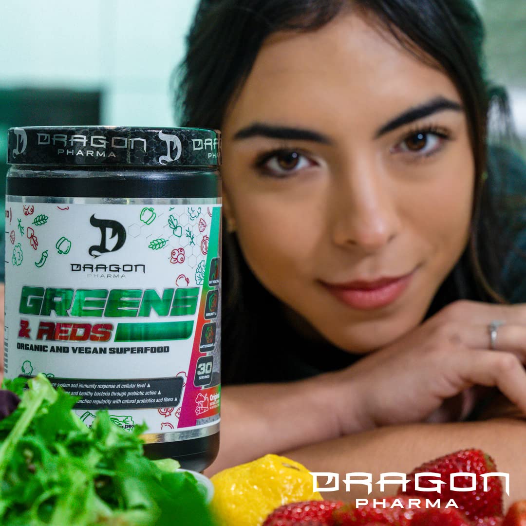 DRAGON PHARMA Greens and Reds, Over 23 Nutritious Superfoods, Reds and Vegetables, Optimal Health and Wellness (30 Servings, Original) DRAGON PHARMA uk supplements