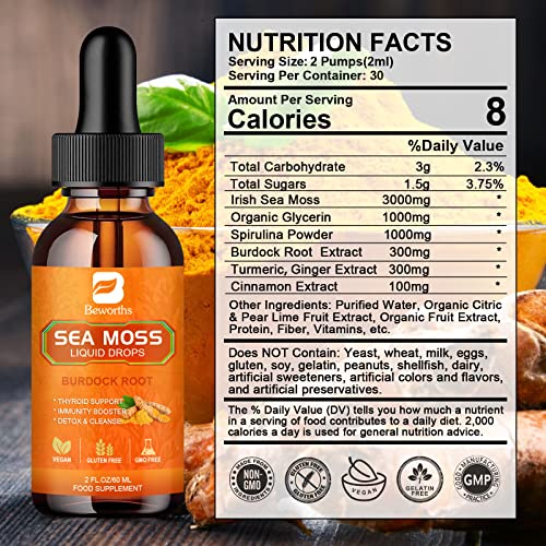 B BEWORTHS Sea Moss Liquid Drops - Organic Irish Sea Moss Raw Gel with Burdock Root B BEWORTHS uk supplements