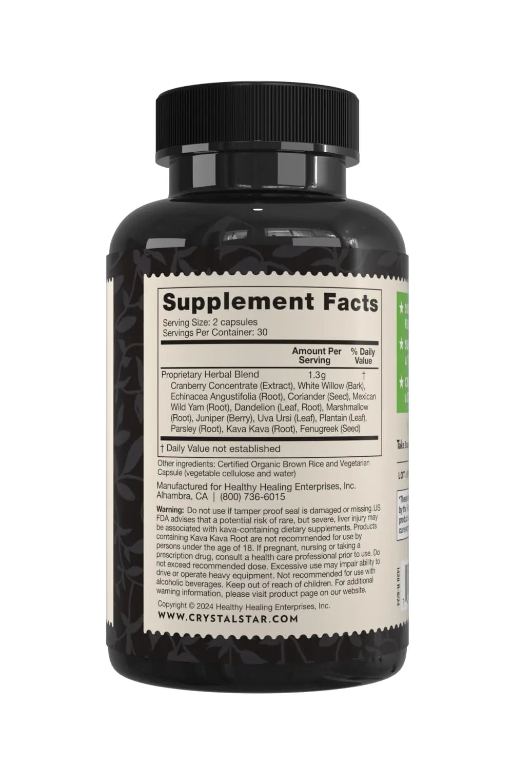 Crystal Star Bladder Support (60 Capsules) – Herbal Supplement for Healthy Bladder Function - Cranberry, Dandelion & Fenugreek - Helps Overactive Bladder and Incontinence - Non-GMO Crystal Star uk supplements