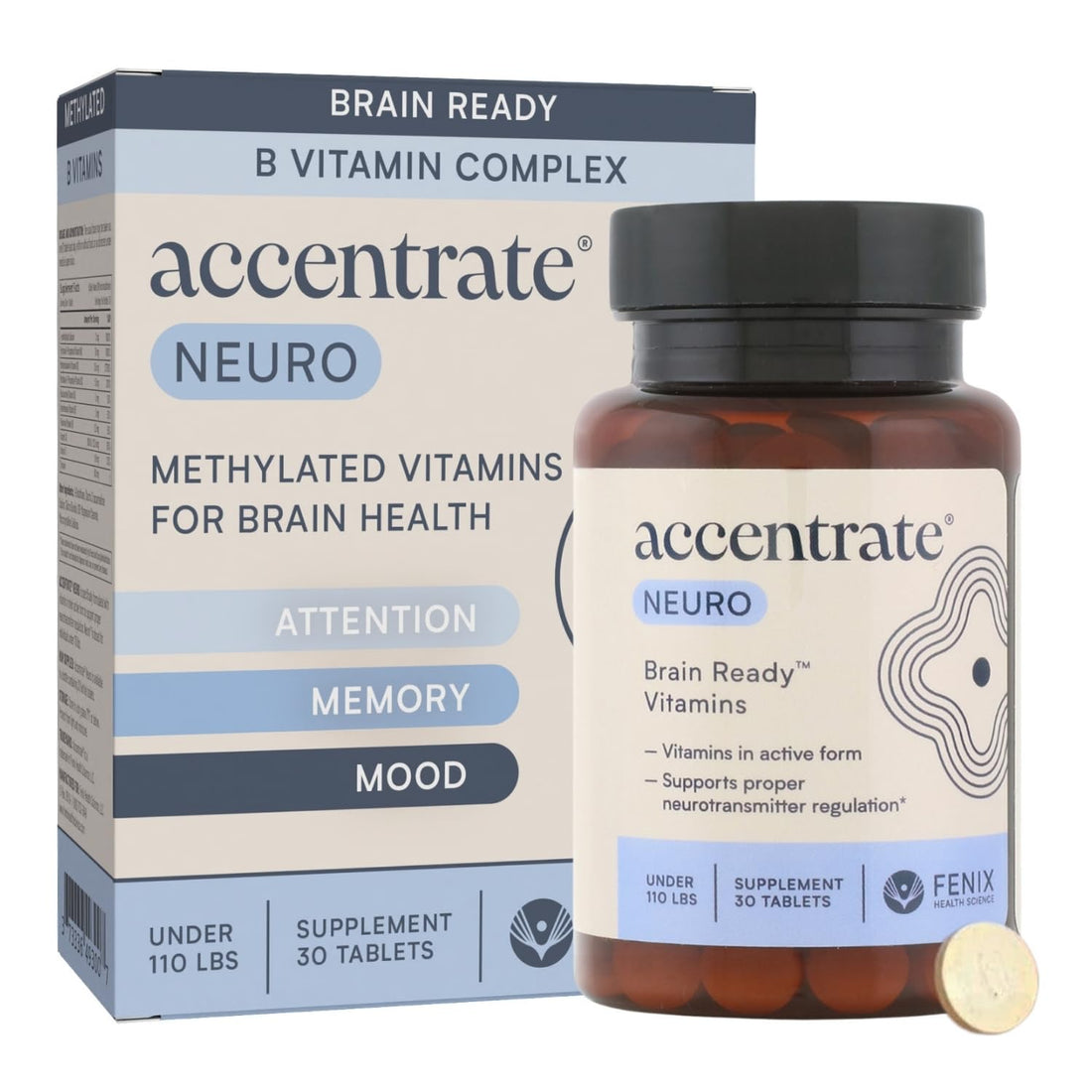 Accentrate Brain Supplement for Focus, Attention, Mood | Complete Vitamin B Complex | Brain Health | Methylated Multivitamin w/L-Methylfolate (5-MTHF), Cofactors Methyl-B12 & P5P | MTHFR Supplement Accentrate uk supplements