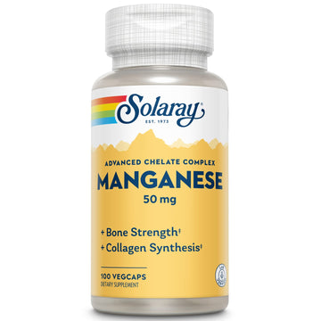SOLARAY Manganese Supplement 50 mg - Essential Trace Minerals - Advanced Trace Mineral Supplements for Bone Strength and Bone Health Support - Lab Verified, 60-Day Guarantee, 100 Servings, 100 VegCaps SOLARAY uk supplements