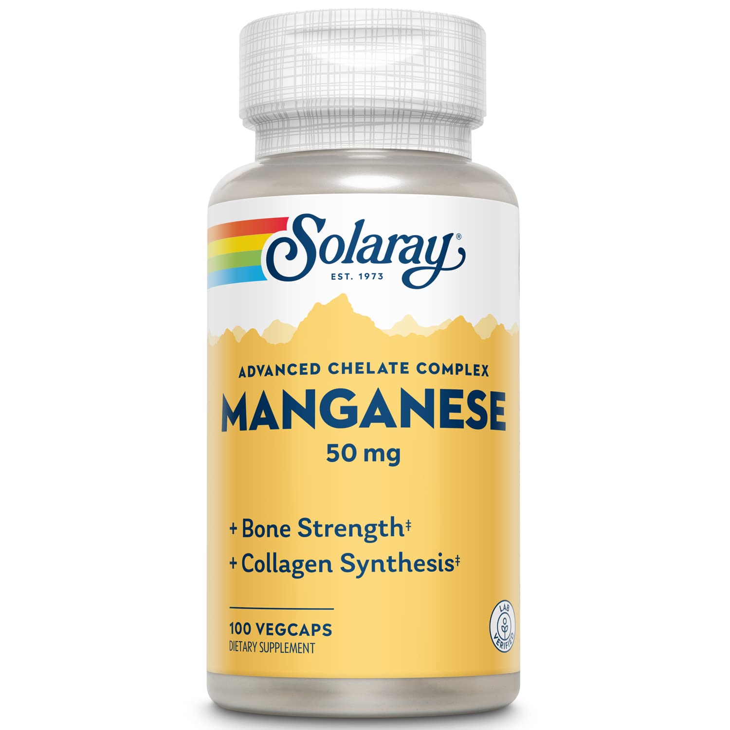 SOLARAY Manganese Supplement 50 mg - Essential Trace Minerals - Advanced Trace Mineral Supplements for Bone Strength and Bone Health Support - Lab Verified, 60-Day Guarantee, 100 Servings, 100 VegCaps SOLARAY uk supplements