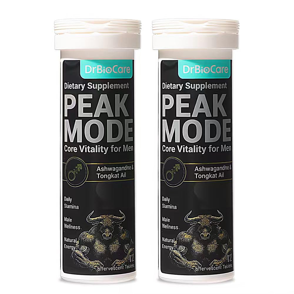 DrBioCare Peak Mode Core Vitality for Men 7-in-1 Effervescent Tablets | Tongkat Ali, Maca & L-Arginine，Ashwagandha, | Boost Stamina, Drive & Blood Flow for Good Performance | Berry Flavor 24 Tablets DrBioCare uk supplements