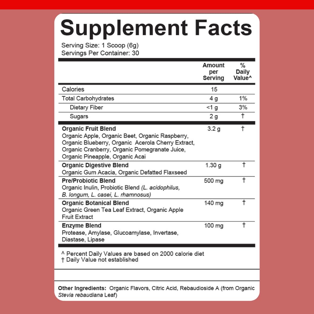 Dr. Colbert, MD Organic Red Supremefood | Berry Flavored Blend | by Divine Health | 10 Organic Fruits | Probiotics | Enzymes | Herbs | Fiber | Antioxidants | Non-GMO | 30 Day Supply | 180g Divine Health uk supplements
