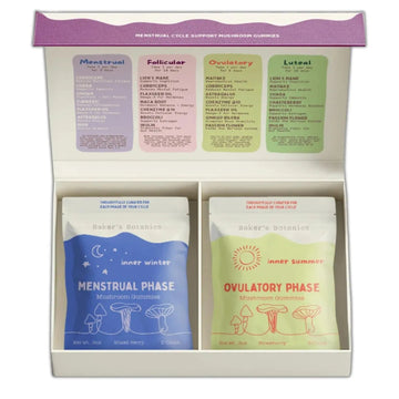 Period ovulatory & PMS Support Supplement for Women – Hormone Balance + 4-Phase Menstrual Cycle Kit | Vegan Functional Mushroom Gummies by Baker’s Botanics (Pack of 6)(30 Gummies) Baker's Botanics uk supplements