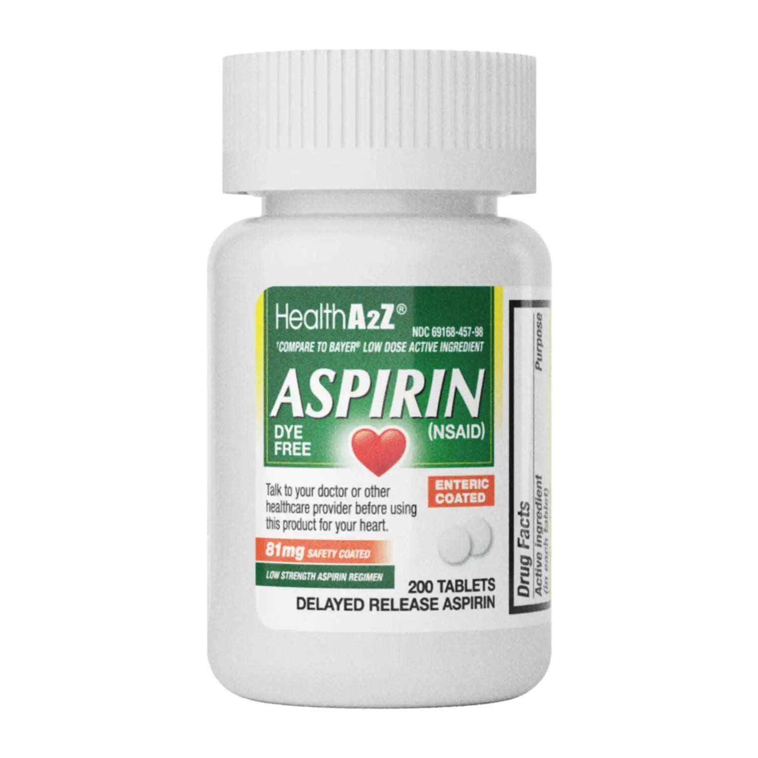 HealthA2Z® Aspirin 81 mg | DYE Free | Low Strength | 200 Counts | Pain Relief | Reduces Minor Aches Muscle Pain & Cramps | Fever Reducer | Reduces Headache | (NSAID) HealthA2Z uk supplements