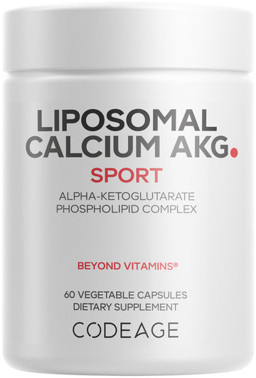 Codeage Liposomal Calcium AKG Supplement - Calcium Alpha-Ketoglutarate - 2-Month Supply - Liposomal Delivery - 1 Capsule Per Serving - Non-GMO, Gluten-Free - 60 Capsules Codeage uk supplements