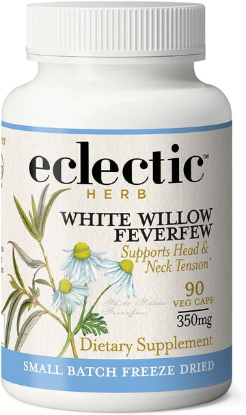 Eclectic Institute Raw Fresh Freeze-Dried Non-GMO White Willow - Feverfew | Support Body's Response to Occasional Pain | 90 CT (350 mg) ECLECTIC INSTITUTE uk supplements