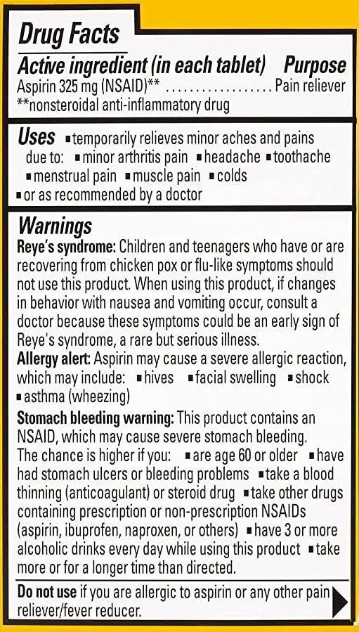 Ecotrin Safety Coated Aspirin Arthritis Pain Reliever Tablets, Regular Strength, NSAID 325 mg, 125 ct (Pack of 2) Ecotrin uk supplements