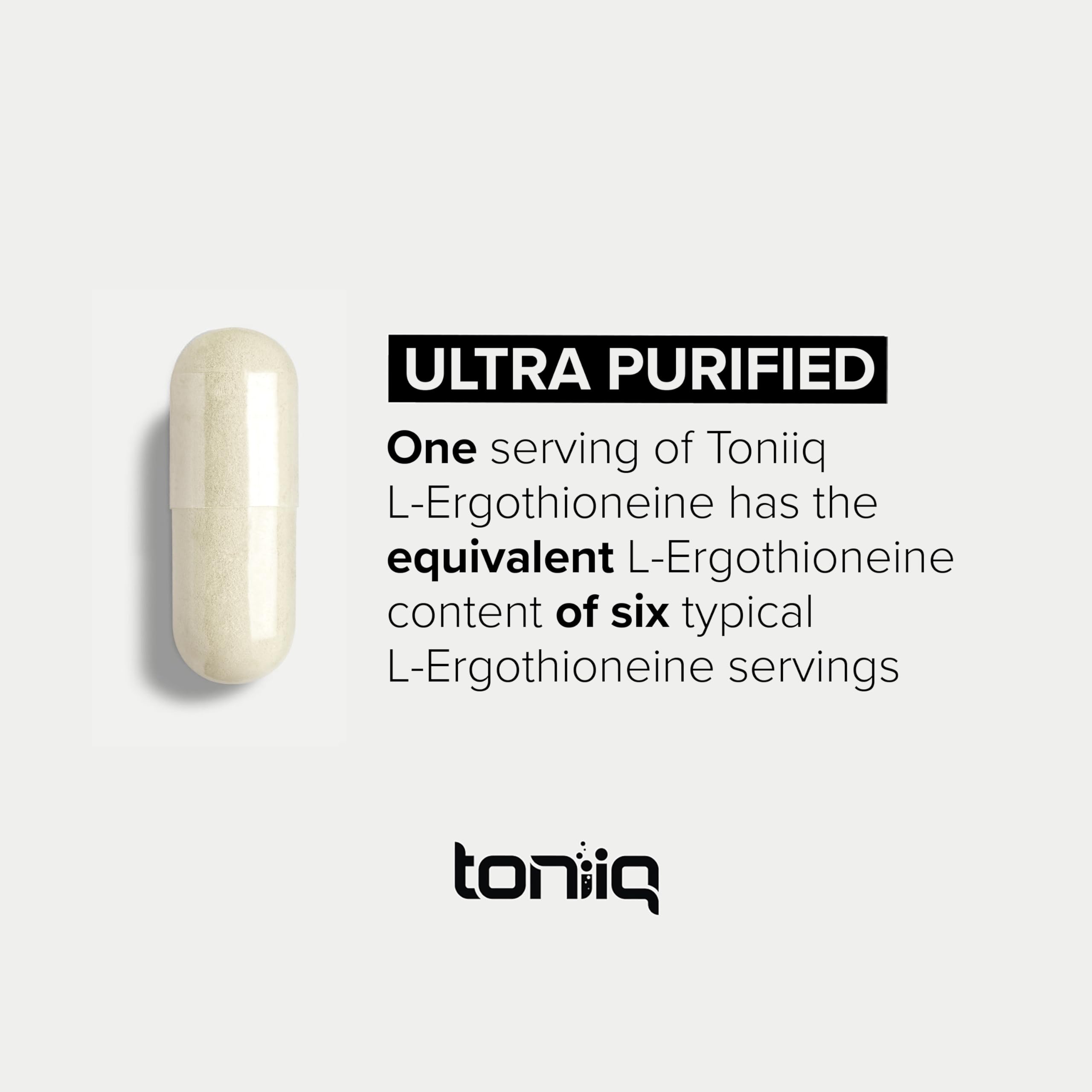 Ergothioneine with Clinically Studied MitoPrime® - High Potency 30mg with 98% Purity - Fermentation-Based L Ergothioneine Supplement - Longevity and Immune Support - Third-Party Tested, 90 Capsules Toniiq uk supplements
